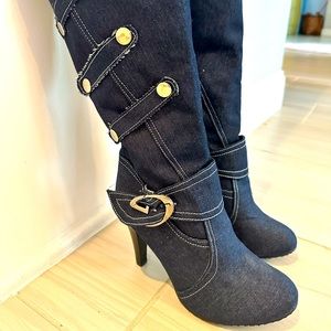 Denim boots. Size 6.5. Never worn.